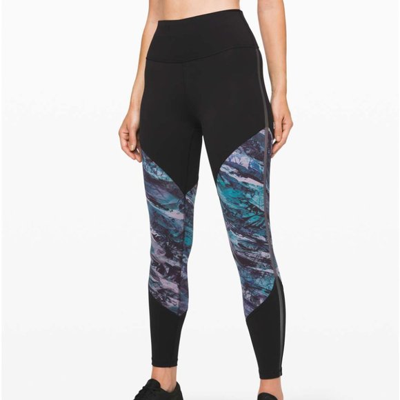Lululemon Run to Reset Tight 25" Black/Frozen Island Multi 4 - Picture 2 of 16